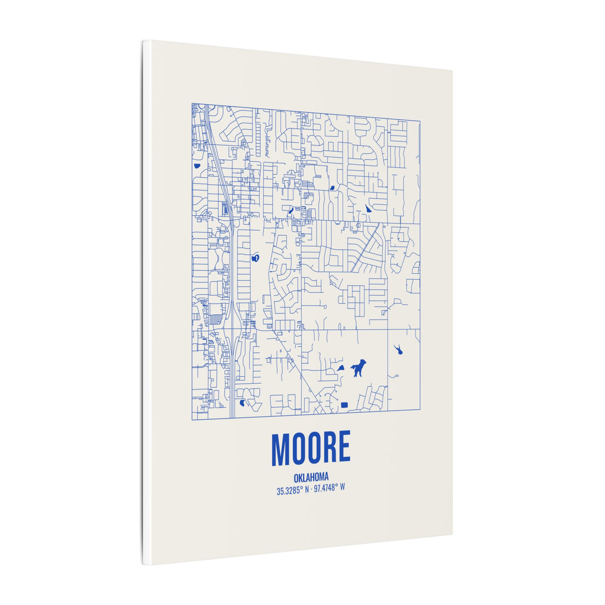 Moore Street Map Canvas, Royal Blue on Cream