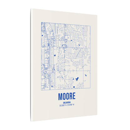 Moore Street Map Canvas, Royal Blue on Cream