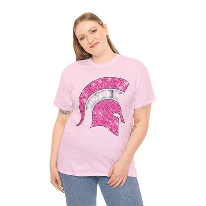 Bixby Spartan Pink Helmet Bling Gildan Tee