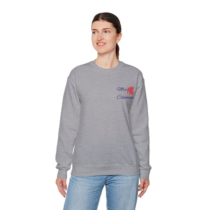 Personalized Spartan Helmet Embroidered Blue Lettering Gildan Sweatshirt