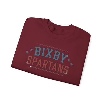 Bixby Spartans Vintage Distressed with Sleeve Print Spirit Sweatshirt