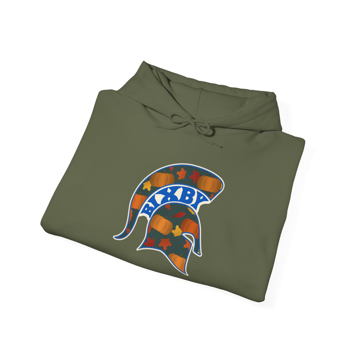 Bixby Spartans Pumpkin Patch Helmet Hoodie – Fall Game Day Hooded Sweatshirt