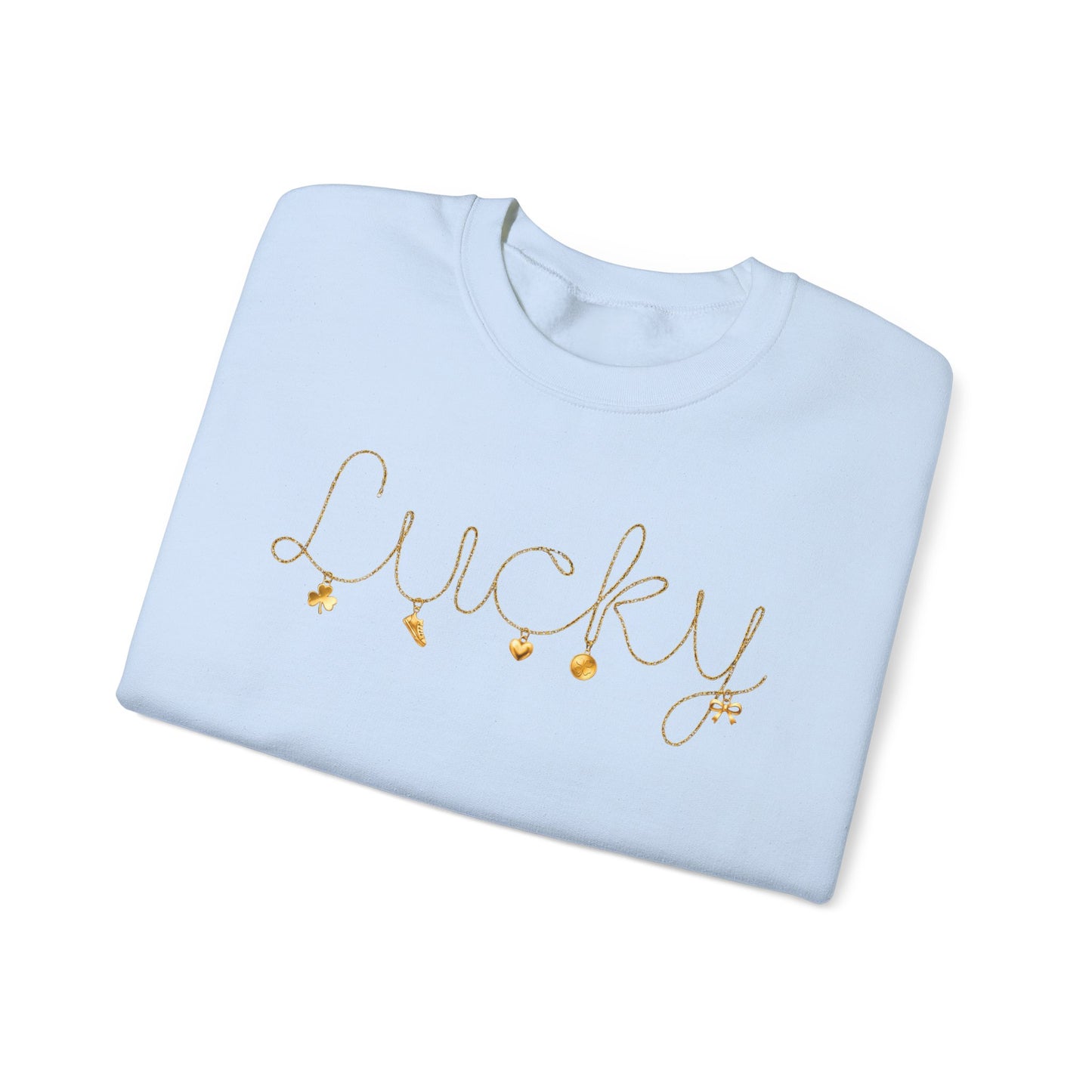 Lucky Script Necklace Crewneck Gildan Sweatshirt