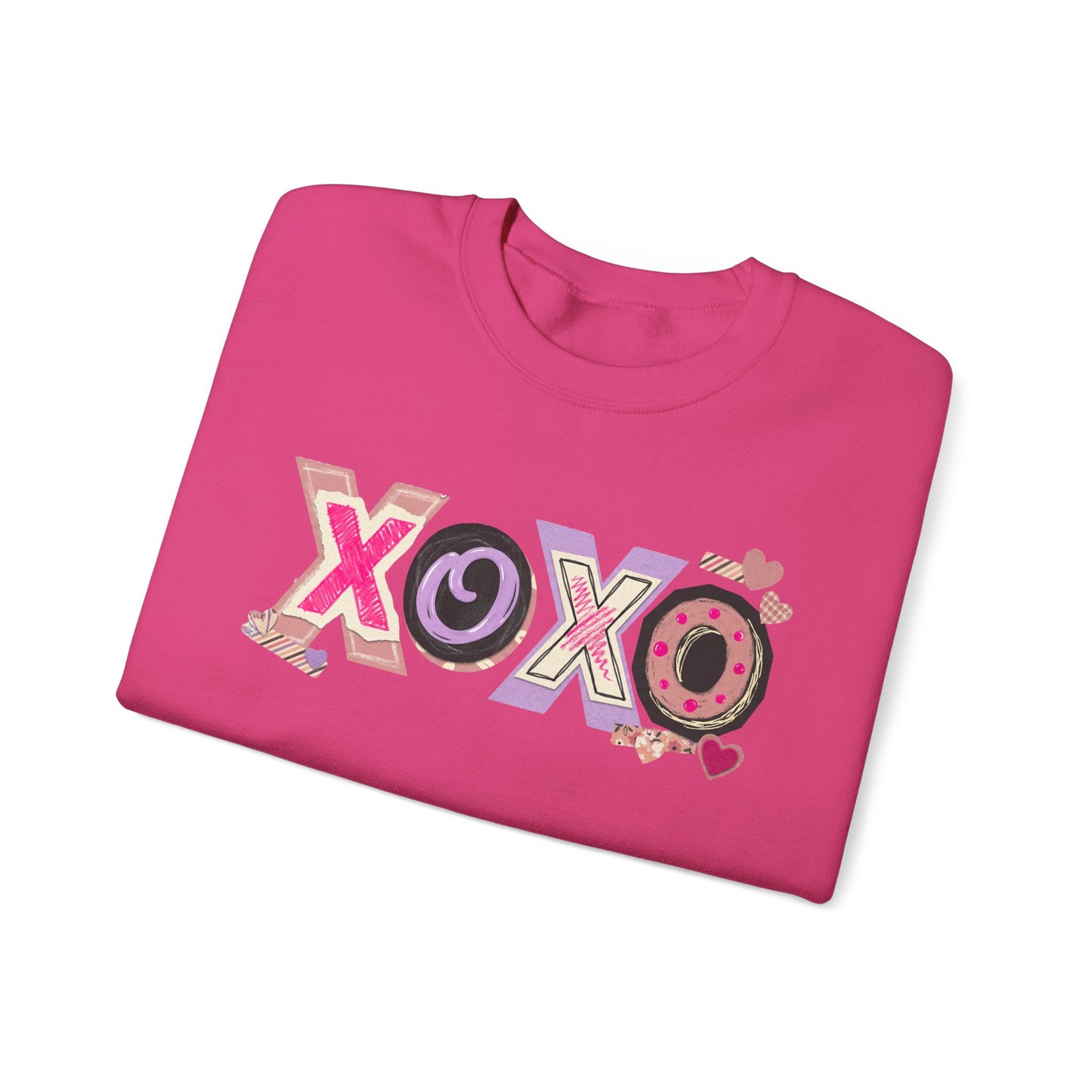 XOXO Heart Pattern Crewneck Sweatshirt | Valentine Love Pullover