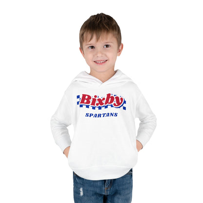 Bixby Spartans Retro Blue Checkered Script Toddler Hoodie – Little Spartan Vintage Hoodie