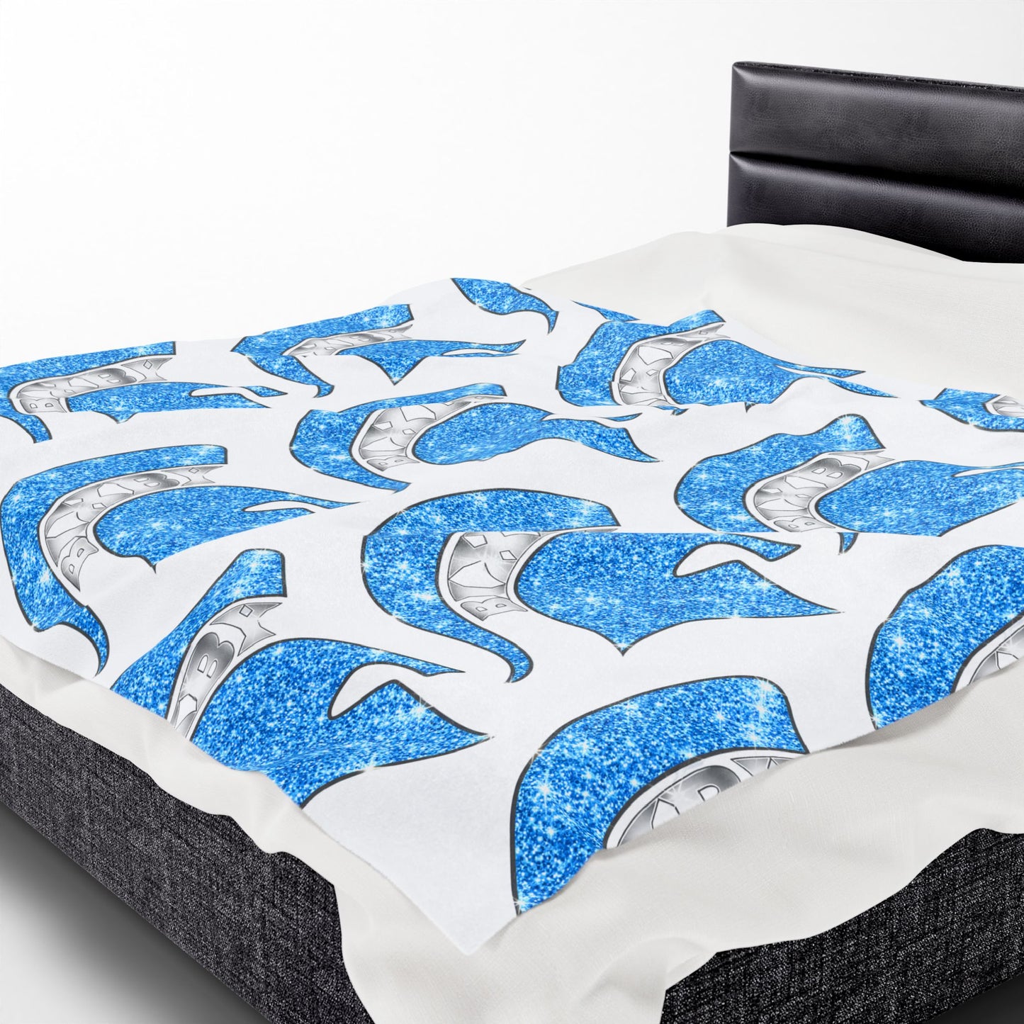 Spartan Blue Bling Logo Velveteen Plush Blanket