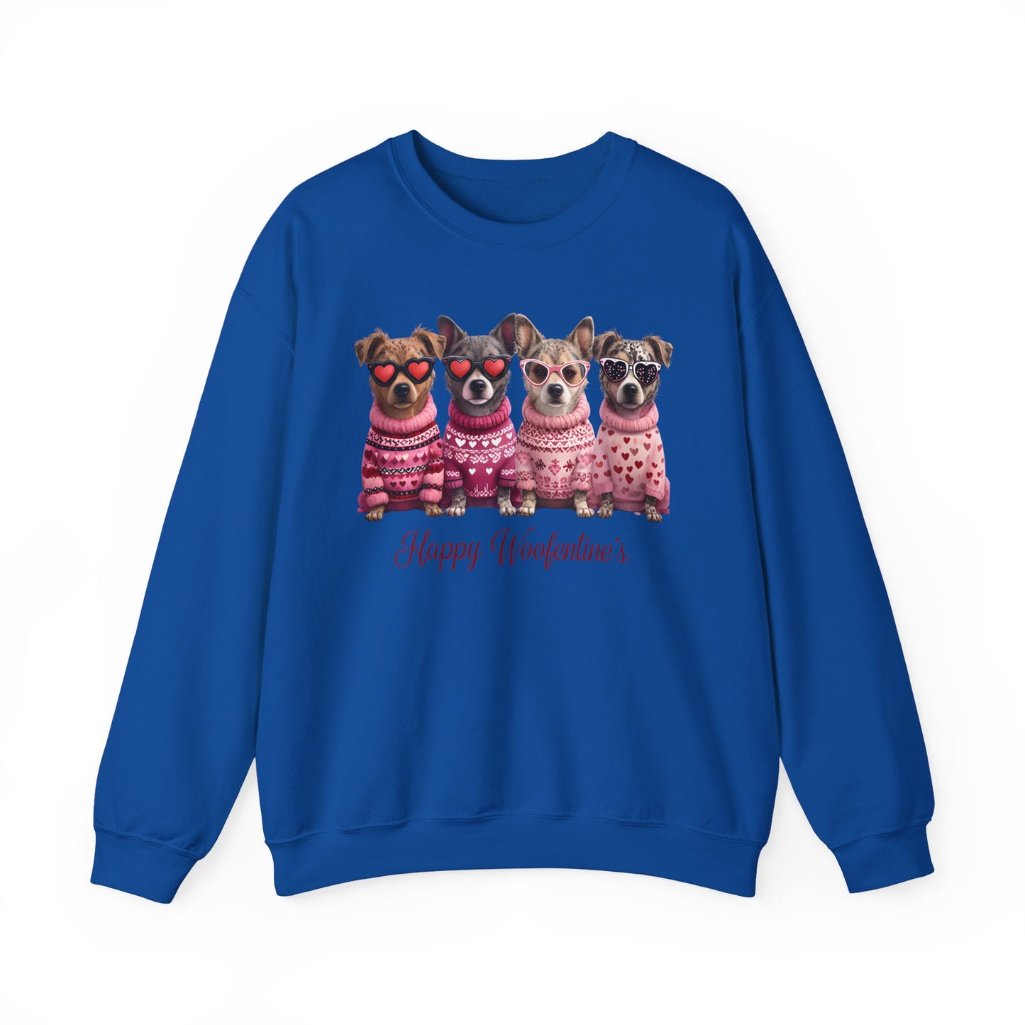 Happy Woofentine Dogs Crewneck Sweatshirt | Valentine Paw Print