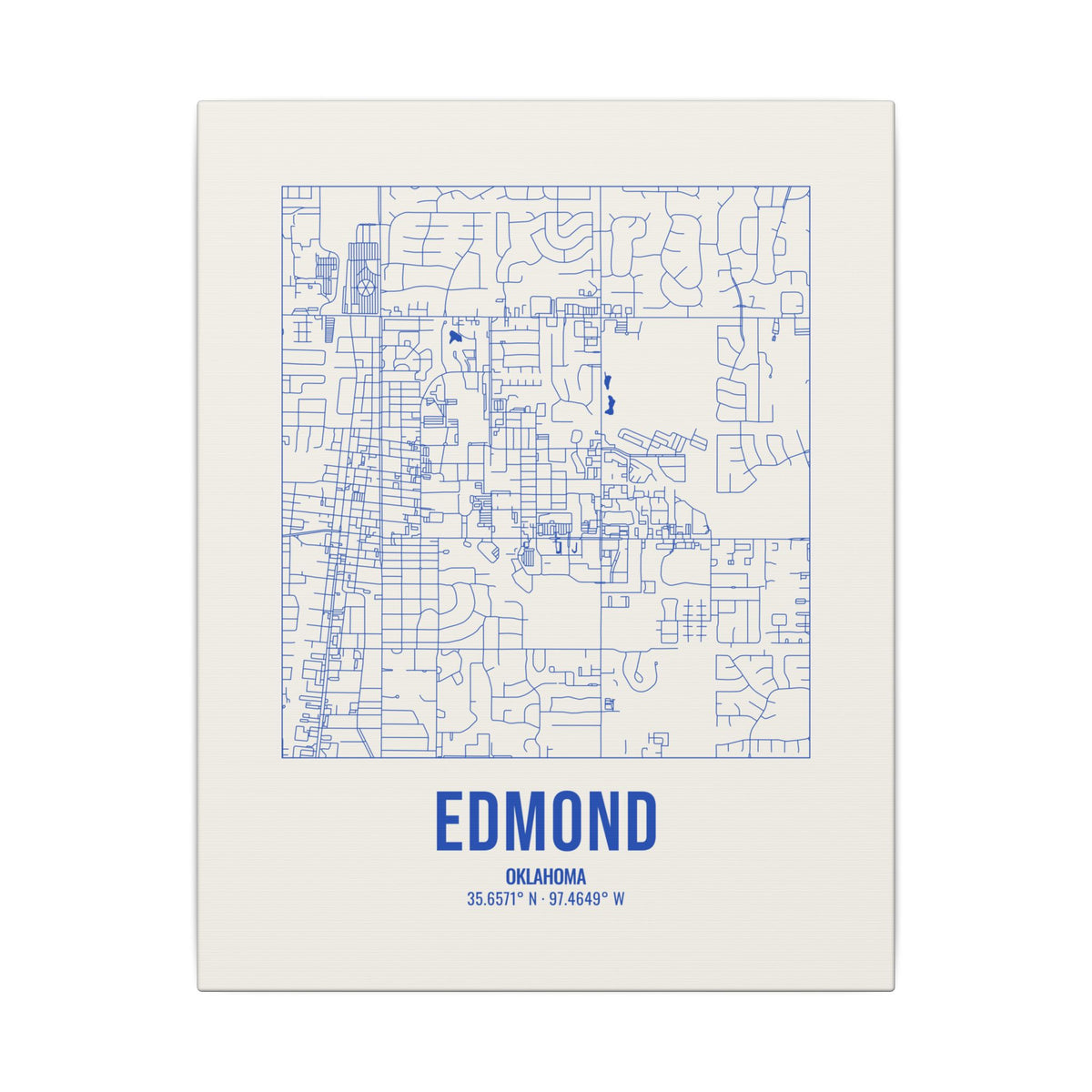 Edmond Street Map Canvas, Royal Blue on Cream