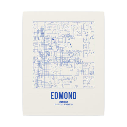 Edmond Street Map Canvas, Royal Blue on Cream
