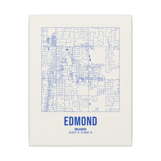 Edmond Street Map Canvas, Royal Blue on Cream