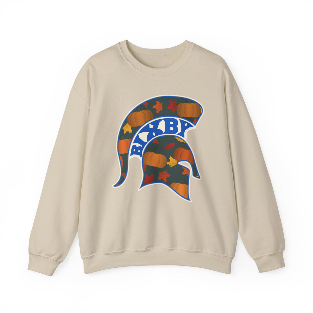 Bixby Spartans Pumpkin Patch Helmet Sweatshirt – Fall Game Day Crewneck