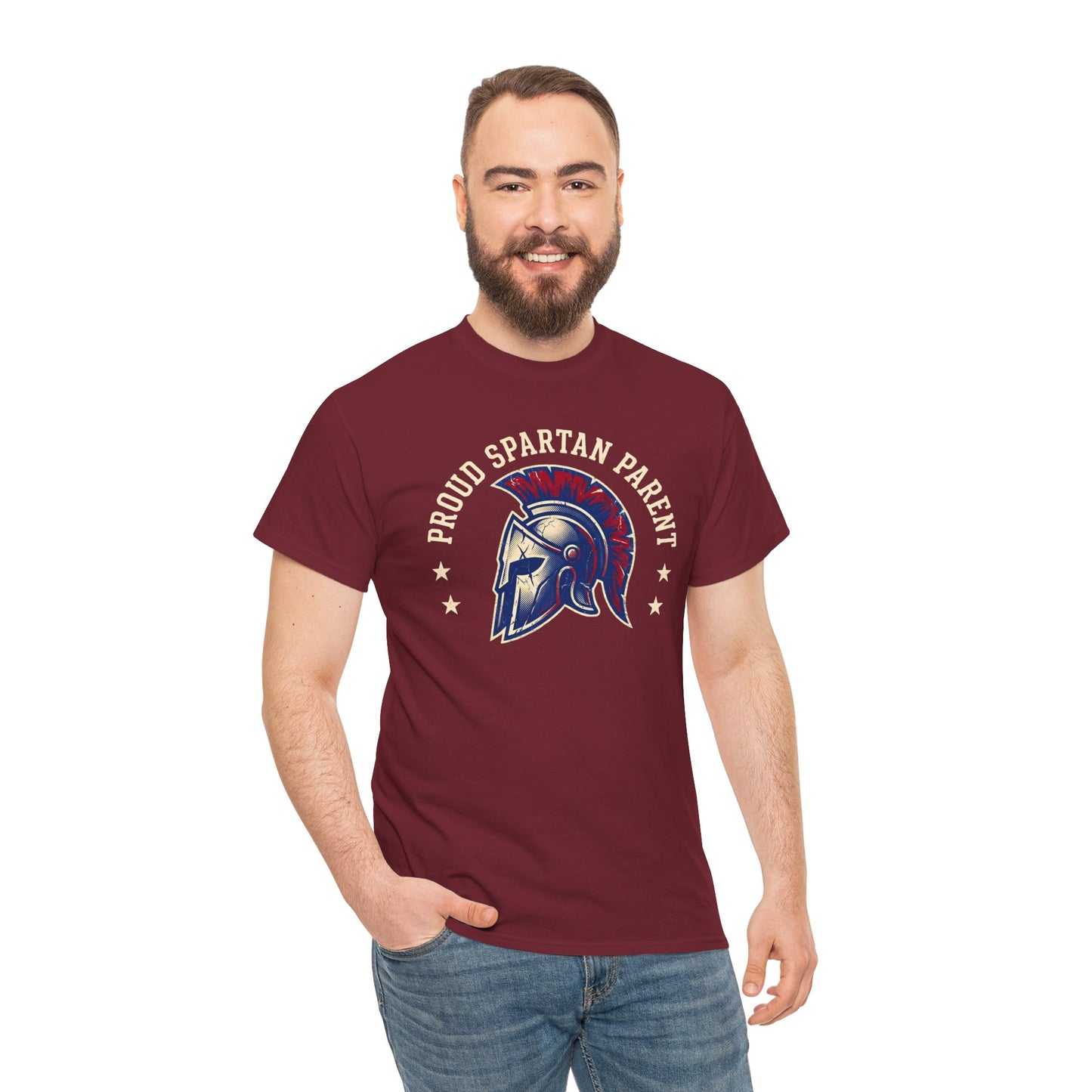 Proud Spartan Parent T-Shirt School Spirit Tee with Spartan Helmet Design