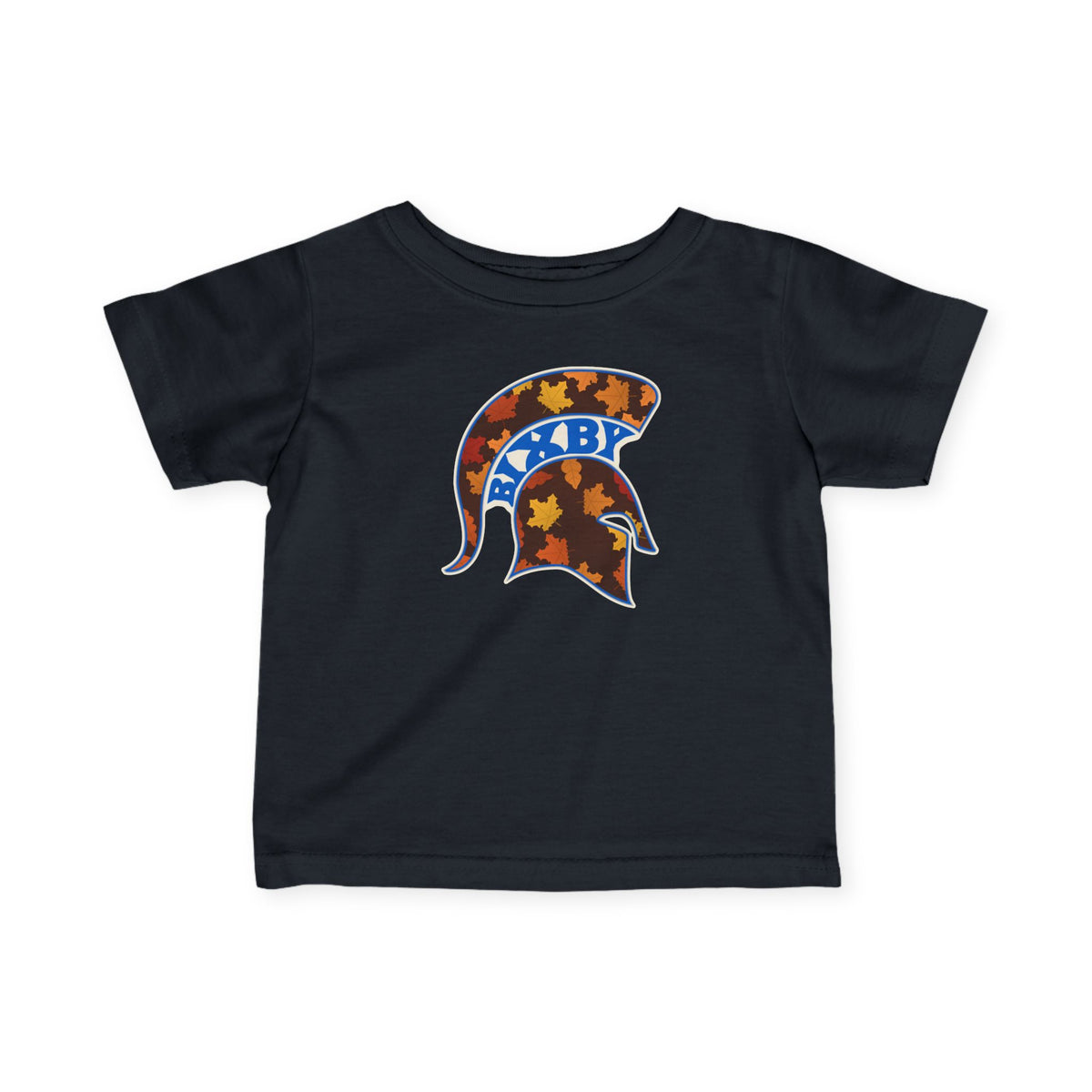 Bixby Spartans Fall Leaves Helmet Infant Tee – Baby Autumn Game Day Shirt