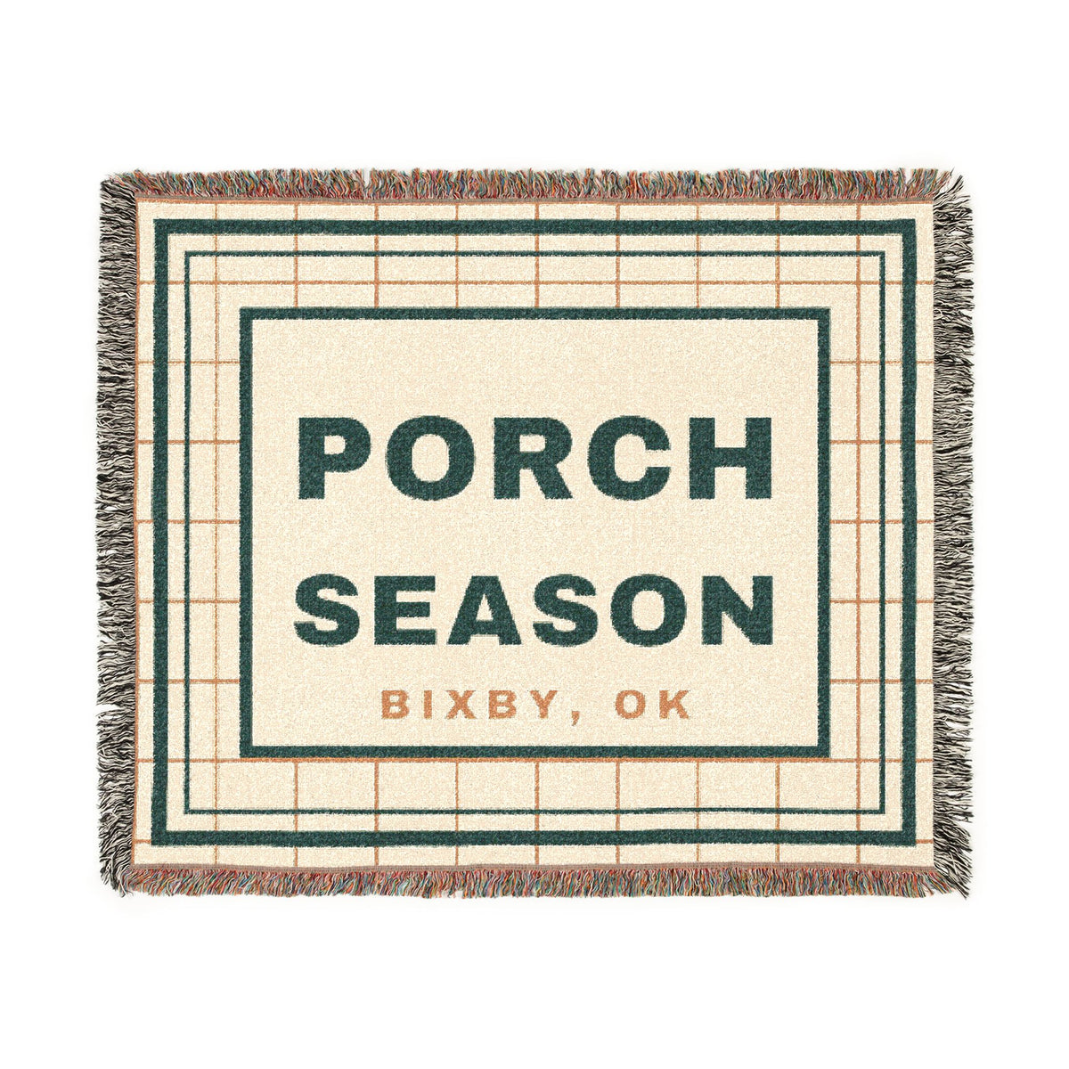 Porch Season Windowpane Woven Throw Blanket