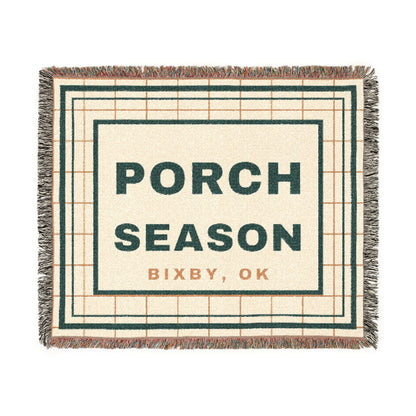 Porch Season Windowpane Woven Throw Blanket