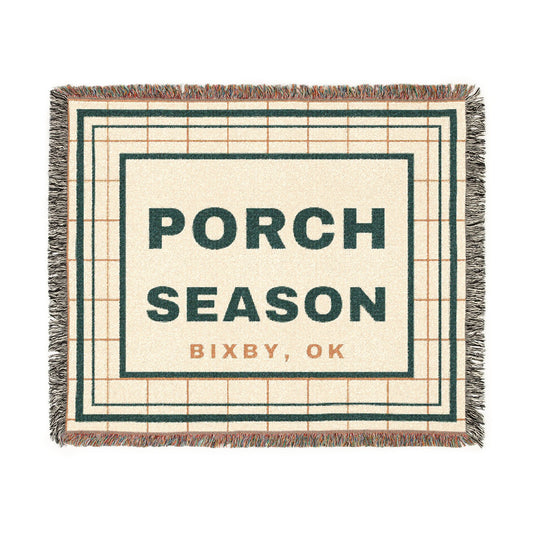 Porch Season Windowpane Woven Throw Blanket