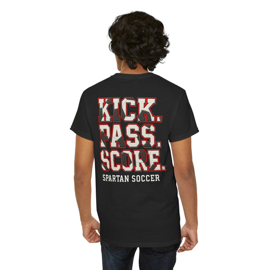 Kick. Pass. Score Spartan Soccer Gildan Tee