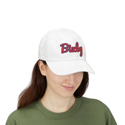 Bixby Spartans Embroidered Dad Hat, Red Script Bixby