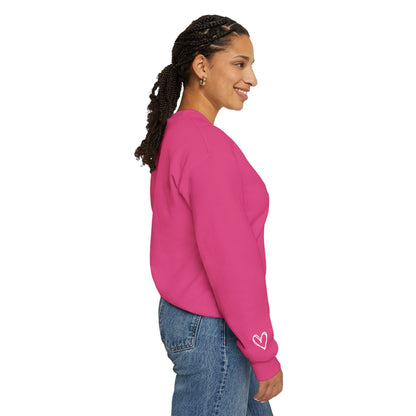 Embroidered Love Heart Gildan Sweatshirt with Dual Sleeve Embroidery