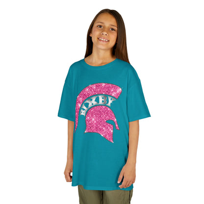 Bixby Spartan Pink Helmet Bling Youth Gildan Tee
