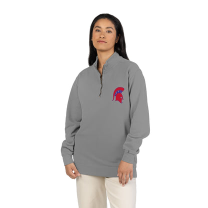 Bixby Spartans Red Helmet Quarter-Zip Pullover Comfort Colors Tee