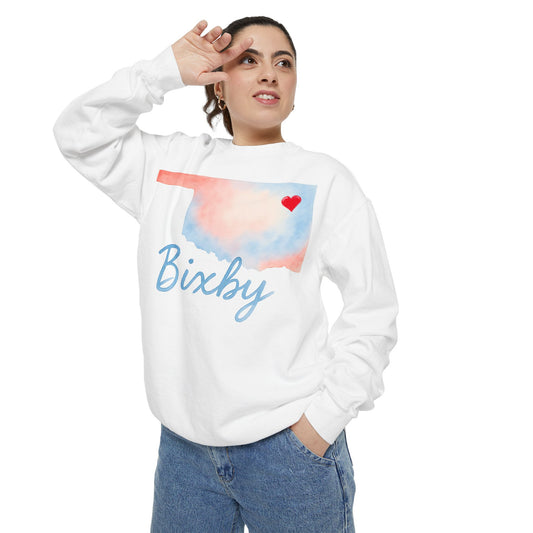 Bixby OK Heart Watercolor Comfort Colors Sweatshirt