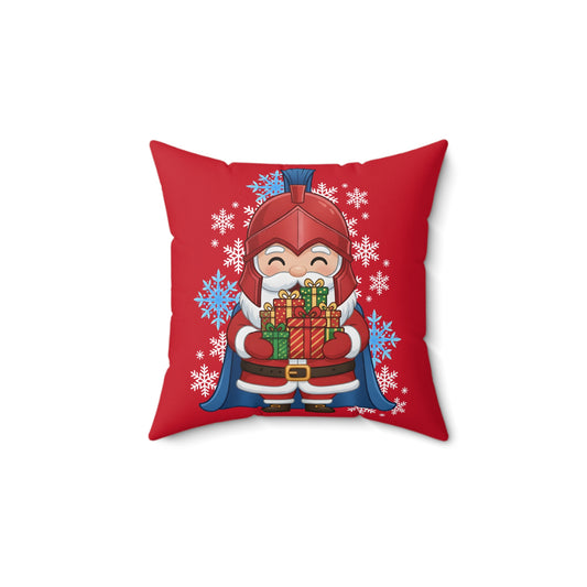 Spartan Santa Red Christmas Pillow