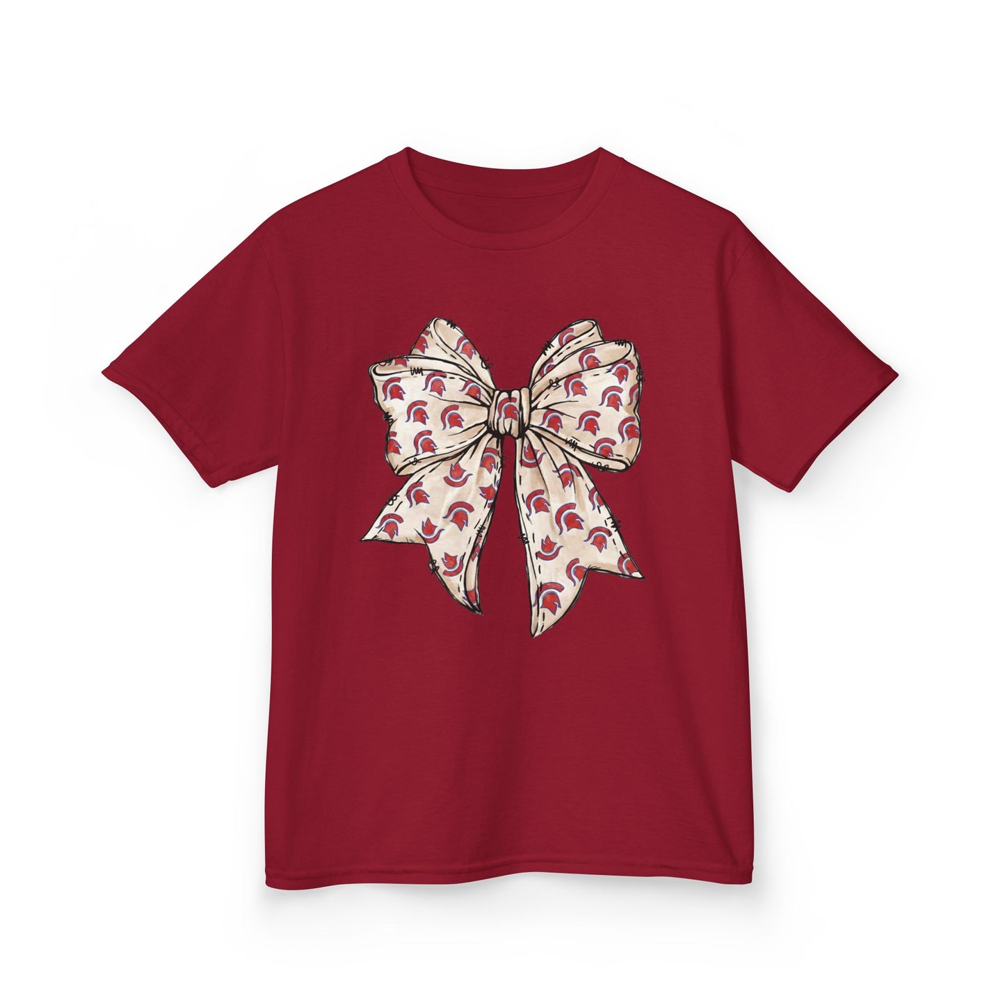 Spartan Helmet Pattered Bow Youth Gildan Tee
