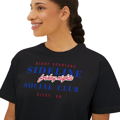 Bixby Spartans Sideline Social Club Friday Nights Women's Boxy Tee – Football Mom Shirt