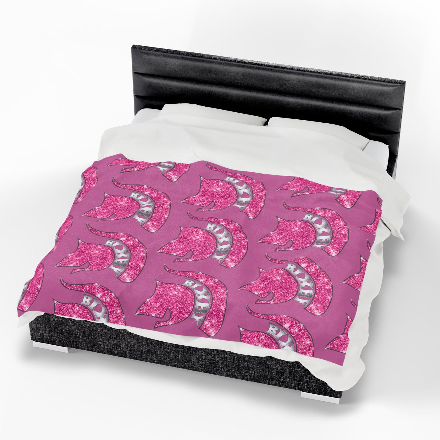 Spartan Pink Bling Logo Velveteen Plush Blanket
