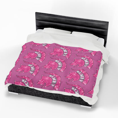 Spartan Pink Bling Logo Velveteen Plush Blanket