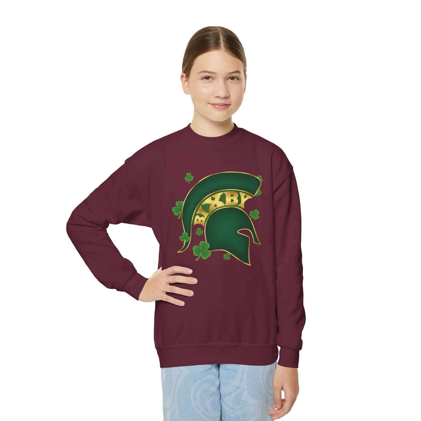 St. Patty's Good Luck Spartan Helmet Youth Sweatshirt