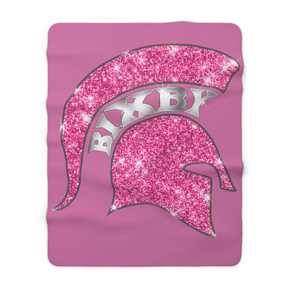 Spartan Pink Bling Logo Sherpa Fleece Blanket