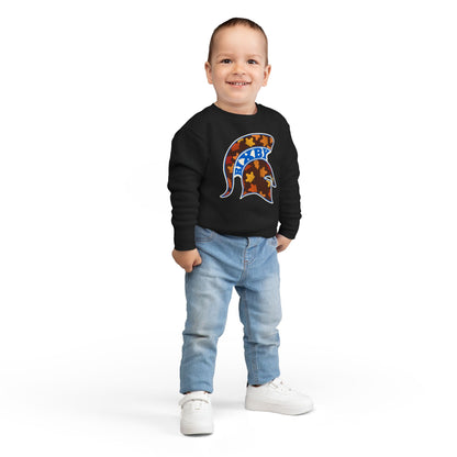 Bixby Spartans Fall Leaves Helmet Toddler Sweatshirt – Little Spartan Autumn Crewneck