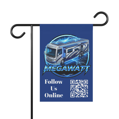 Megawatt RV Garden Flag — 'Follow Us Online' QR Code House Banner
