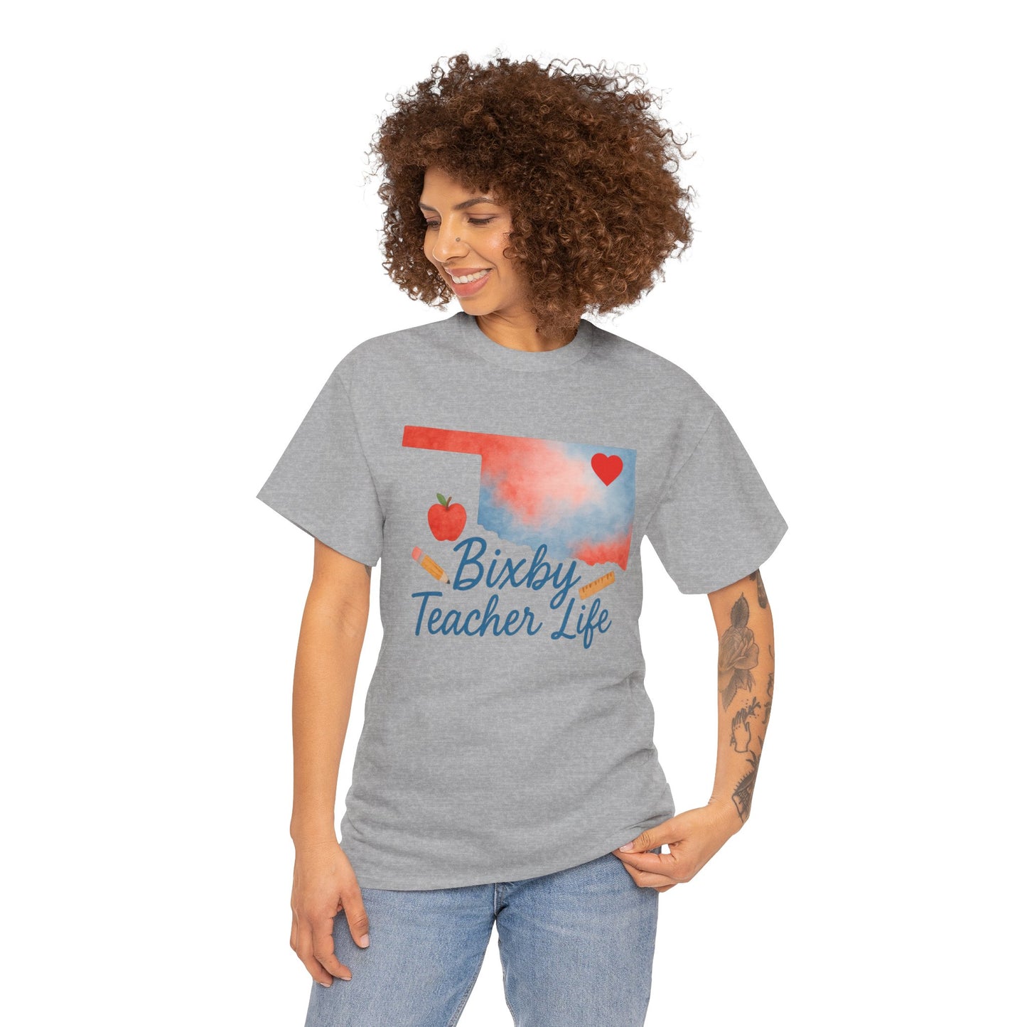 Teacher Life Bixby OK Watercolor Gildan Tee