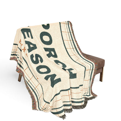 Porch Season Windowpane Woven Throw Blanket