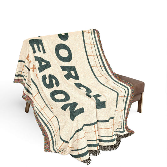 Porch Season Windowpane Woven Throw Blanket