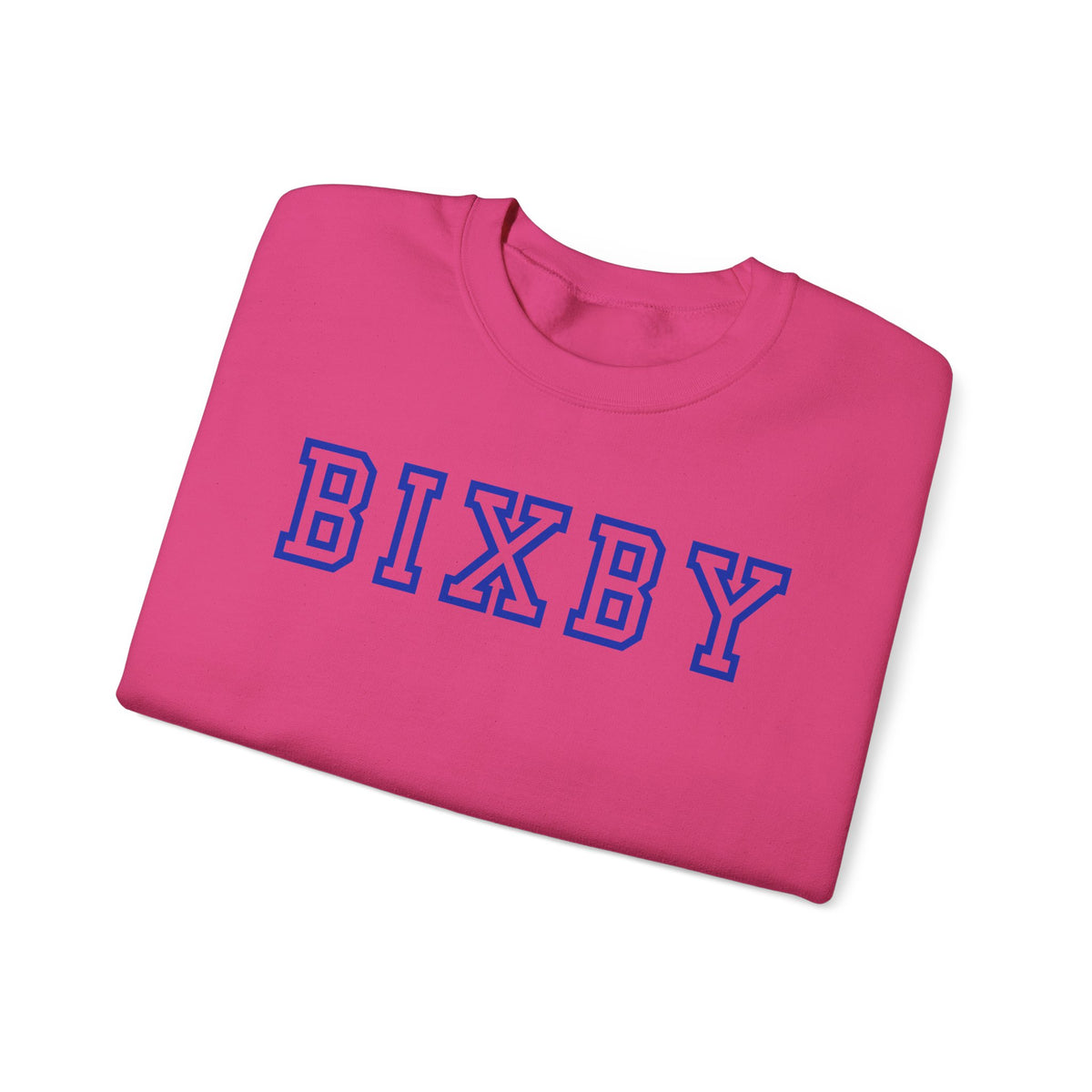 Bixby Spartans Bold Letter With Sleeve Blue Logo Sweatshirt