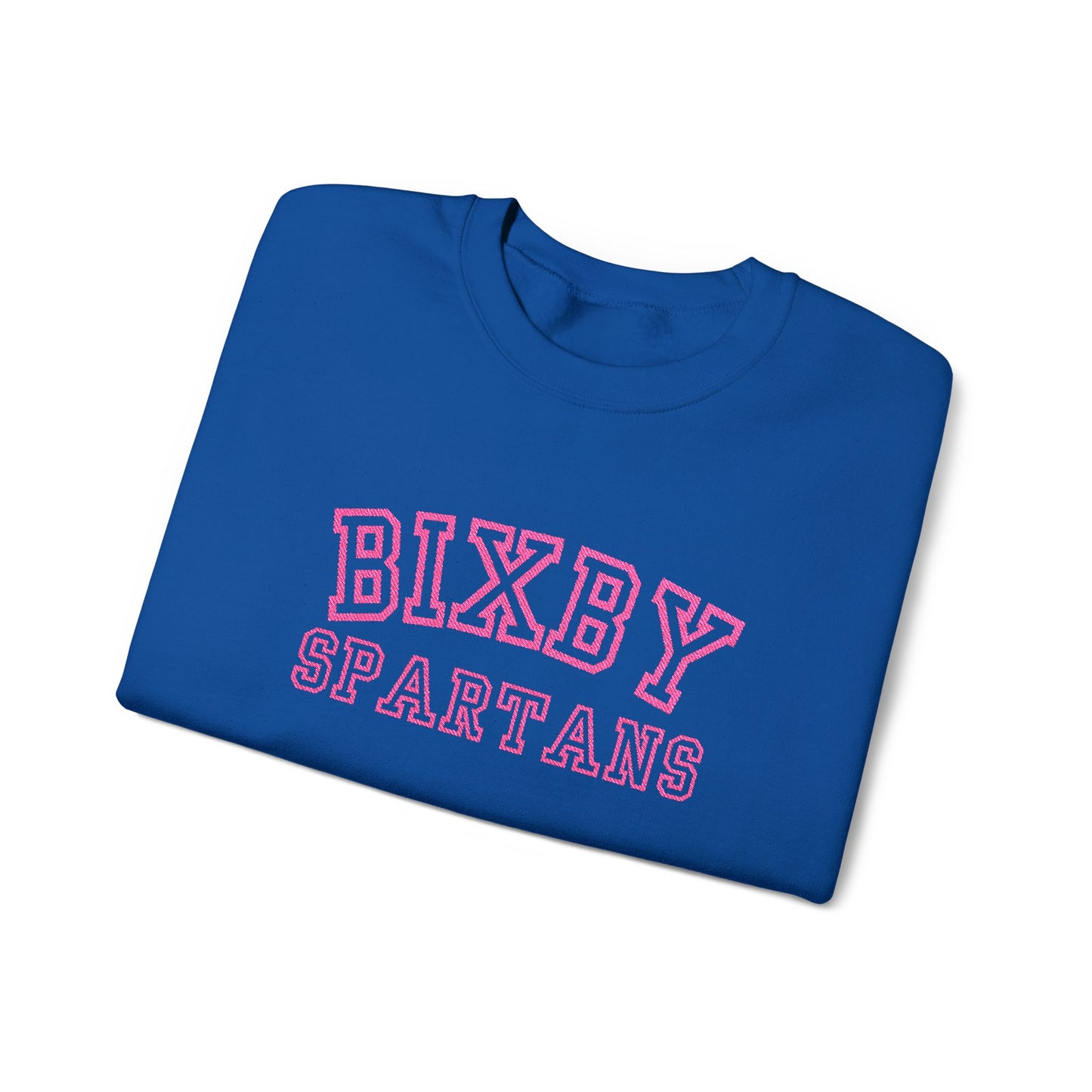 Bixby Spartans Embroidered Pink Font Gildan Sweatshirt