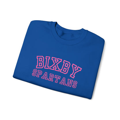 Bixby Spartans Embroidered Pink Font Gildan Sweatshirt