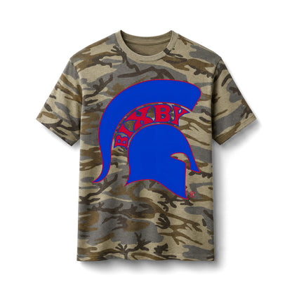 Bixby Spartans Camo Spartan - Blue Spartan Helmet Graphic Tee