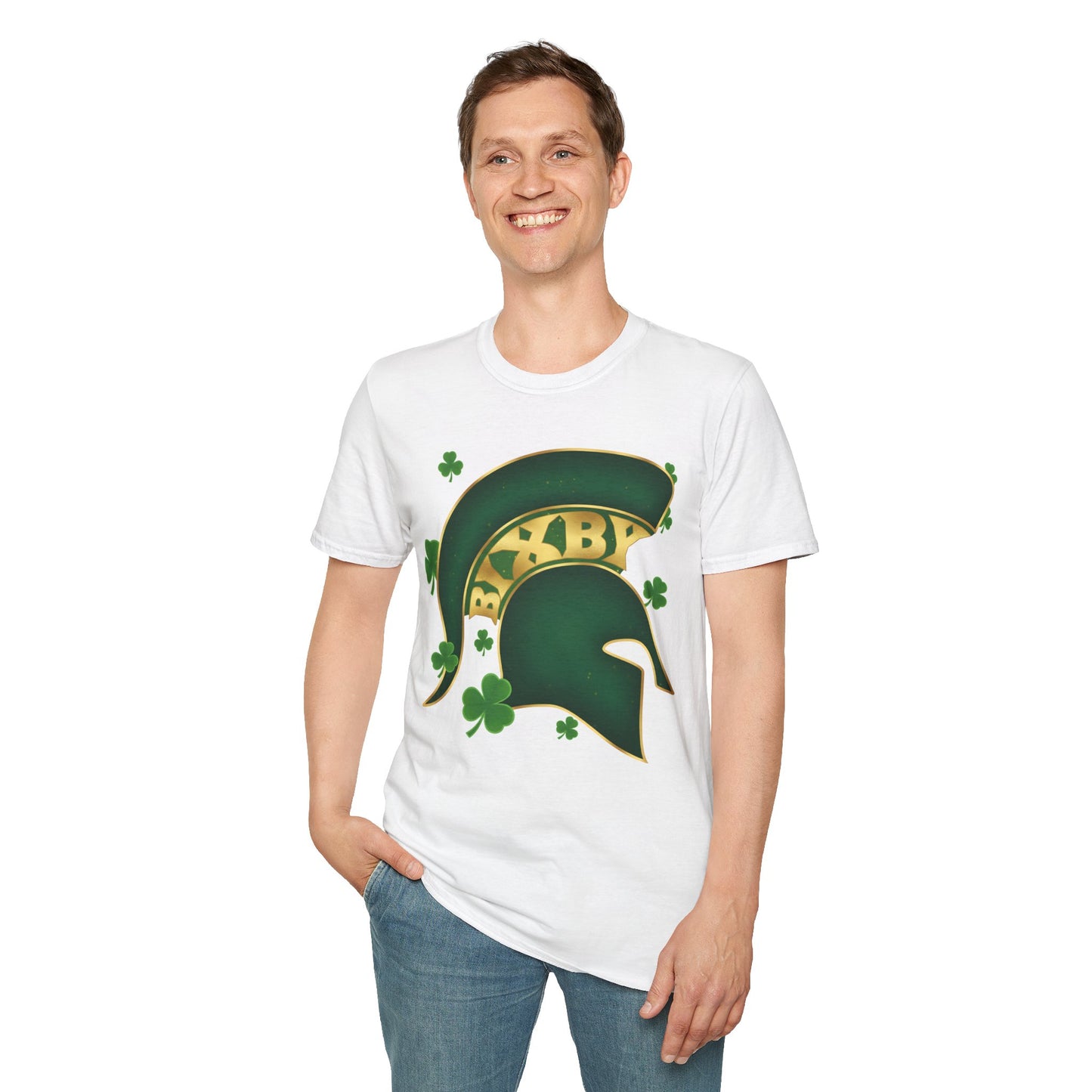 St. Patty's Good Luck Spartan Helmet Adult Gildan Tee