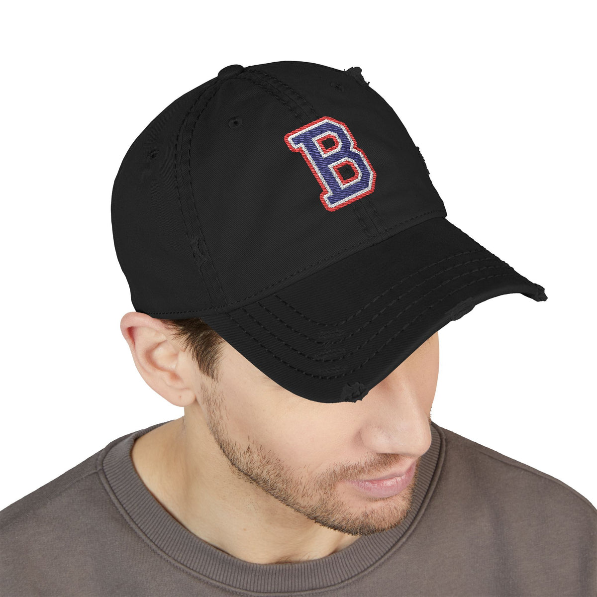 Bixby Spartans Distressed Dad Hat, Embroidered Varsity B