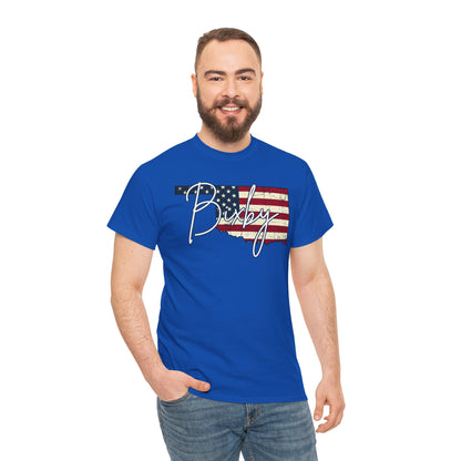 Oklahoma Flag Bixby Script Gildan Tee