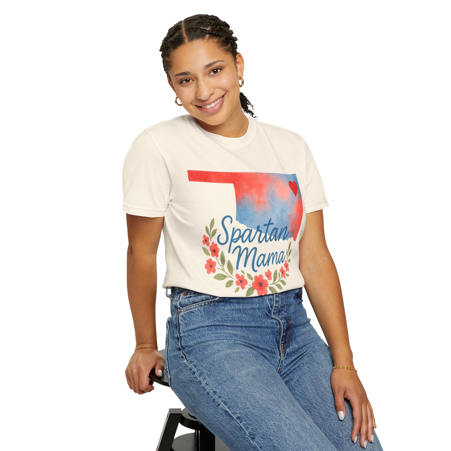 Spartan Mom Bixby OK Watercolor Comfort Colors Tee