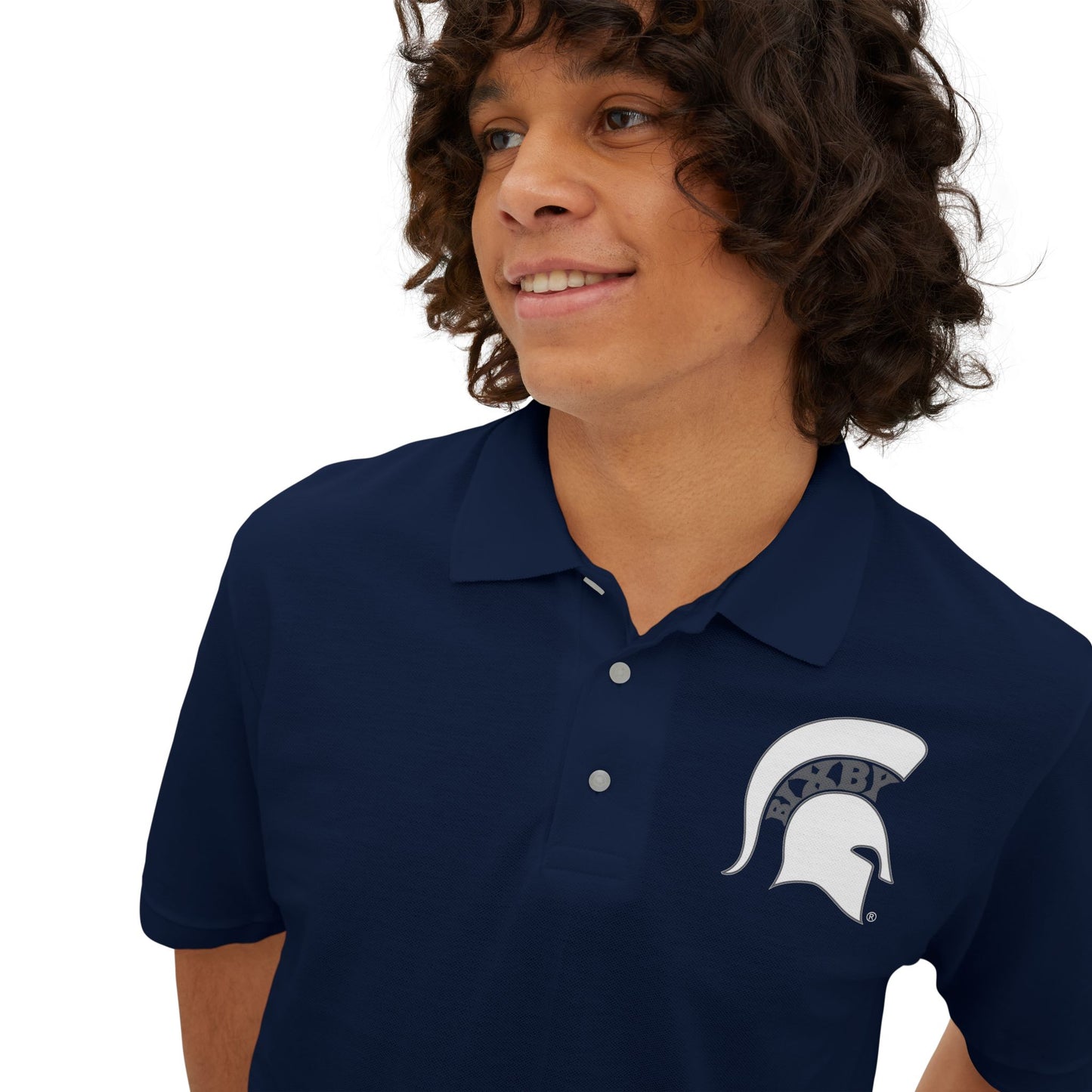 Spartan White Logo Jerzees Polo