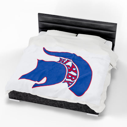 Spartan Blue Logo Velveteen Plush Blanket