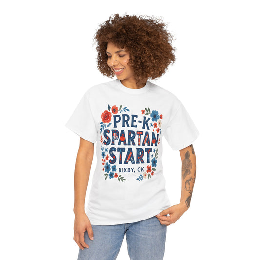 Floral Pre-K Spartan Gildan Tee