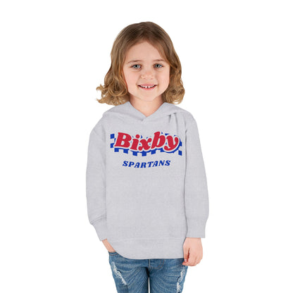 Bixby Spartans Retro Blue Checkered Script Toddler Hoodie – Little Spartan Vintage Hoodie